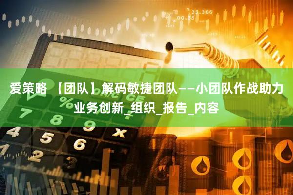 爱策略 【团队】解码敏捷团队——小团队作战助力业务创新_组织_报告_内容